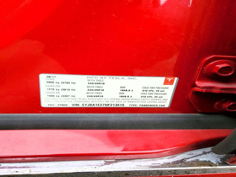 48048326 :رقم المزاد ، 5YJSA1E27HF213515 vin ، 2017 Tesla Model S مزاد بيع
