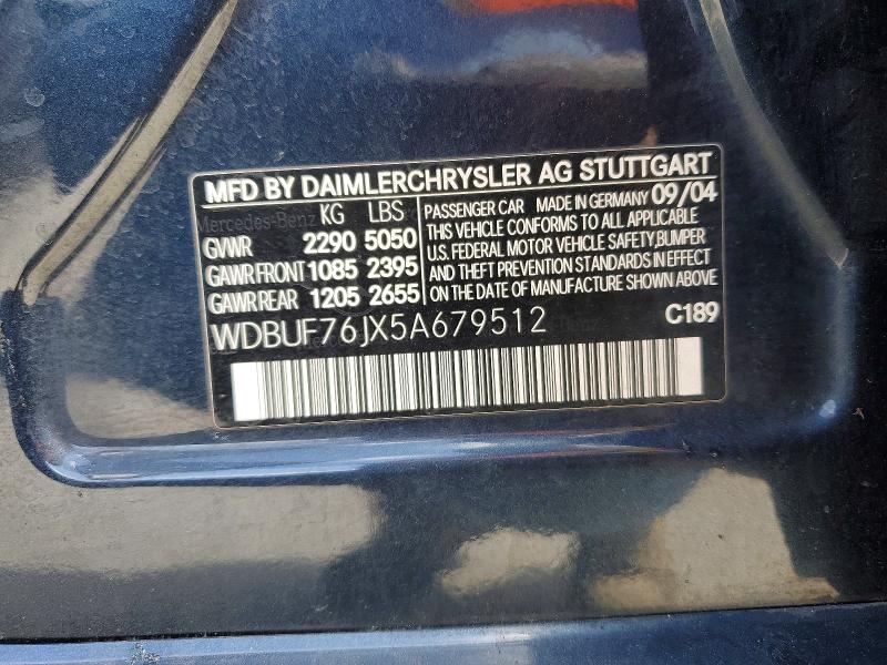 Продажа на аукционе авто 2005 Mercedes-benz E, vin: WDBUF76JX5A679512, номер лота: 47205146
