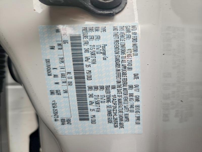 2017 Ford Focus მანქანა იყიდება აუქციონზე, vin: 1FADP3N23HL265939, აუქციონის ნომერი: 46480566