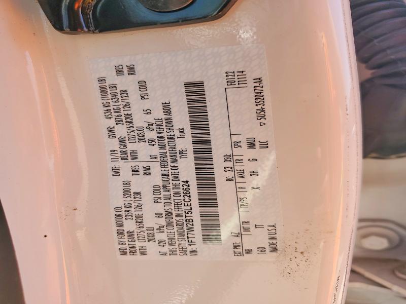 2020 Ford F250 მანქანა იყიდება აუქციონზე, vin: 1FT7W2BT5LEC26624, აუქციონის ნომერი: 45944566