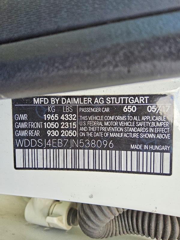 Продаж на аукціоні авто 2018 Mercedes-benz Cla, vin: WDDSJ4EB7JN538096, номер лоту: 47735386