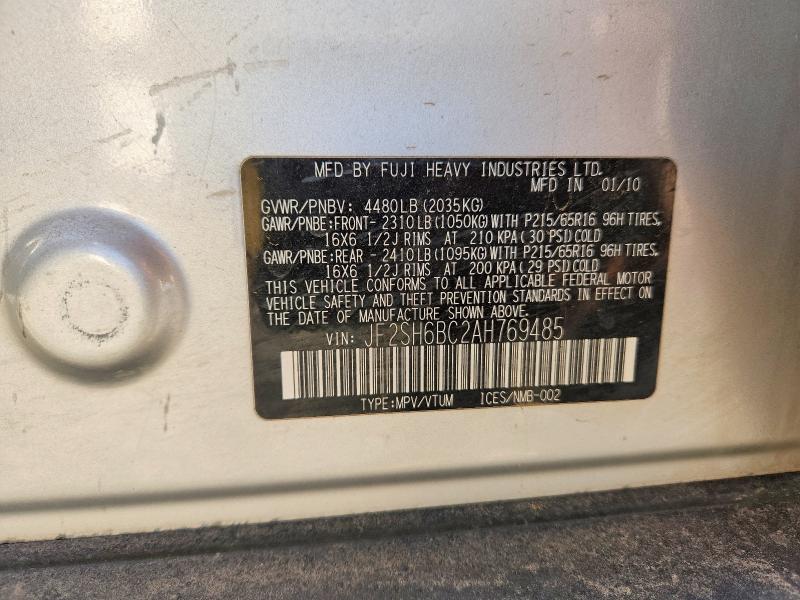 Продаж на аукціоні авто 2010 Subaru Forester, vin: JF2SH6BC2AH769485, номер лоту: 47293226