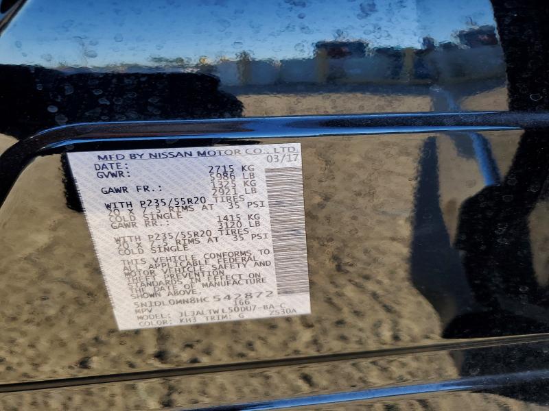 Aukcja sprzedaży 2017 Infiniti Qx60, vin: 5N1DL0MN8HC542872, numer aukcji: 79574205