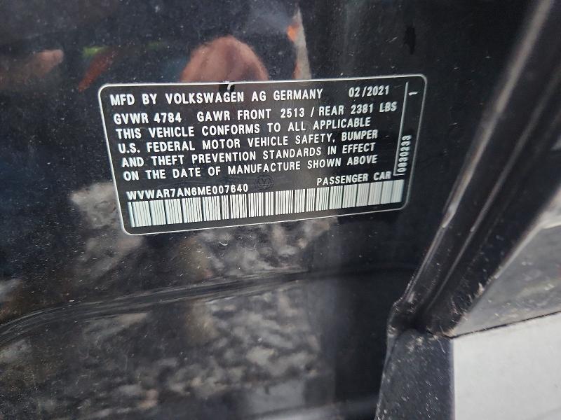 Aukcja sprzedaży 2021 Volkswagen Arteon, vin: WVWAR7AN6ME007640, numer aukcji: 45608986