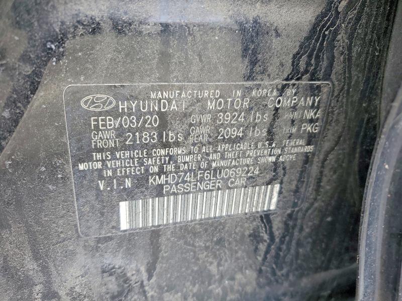 2020 Hyundai Elantra მანქანა იყიდება აუქციონზე, vin: KMHD74LF6LU069224, აუქციონის ნომერი: 46143636