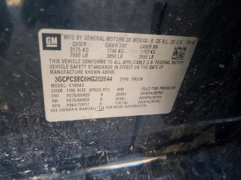 Продаж на аукціоні авто 2017 Chevrolet Silverado, vin: 3GCPCSEC6HG202644, номер лоту: 46820786