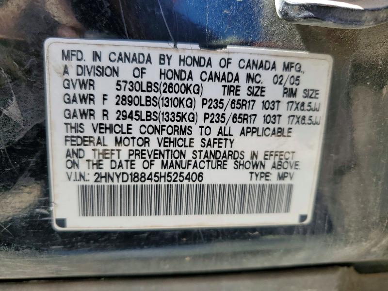 47181346 :رقم المزاد ، 2HNYD18845H525406 vin ، 2005 Acura Mdx مزاد بيع