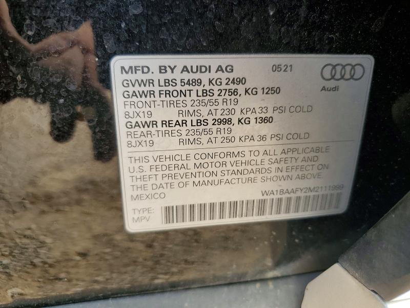 Продажа на аукционе авто 2021 Audi Q5, vin: WA1BAAFY2M2111999, номер лота: 47778616