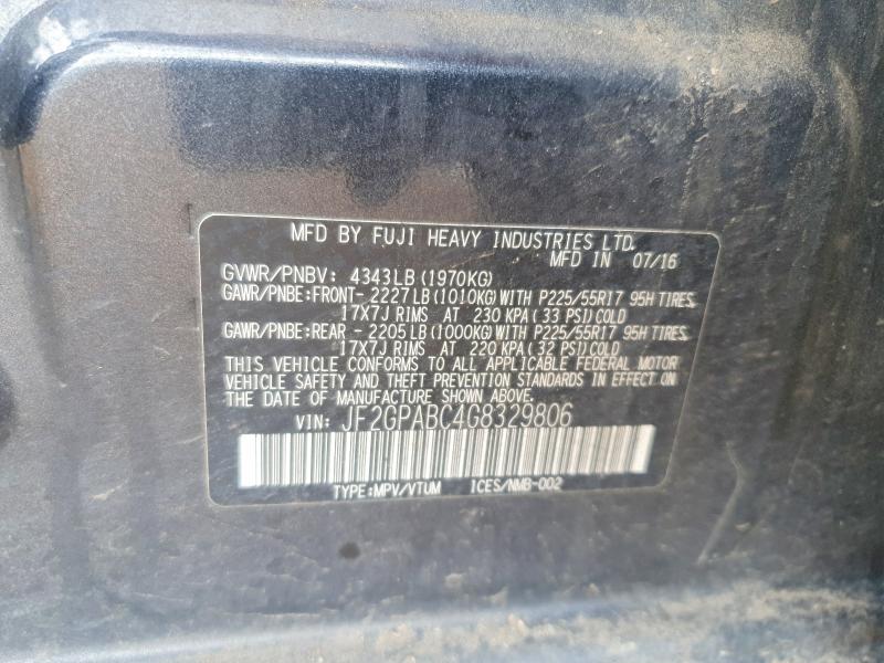 2016 Subaru Crosstrek მანქანა იყიდება აუქციონზე, vin: JF2GPABC4G8329806, აუქციონის ნომერი: 47963616