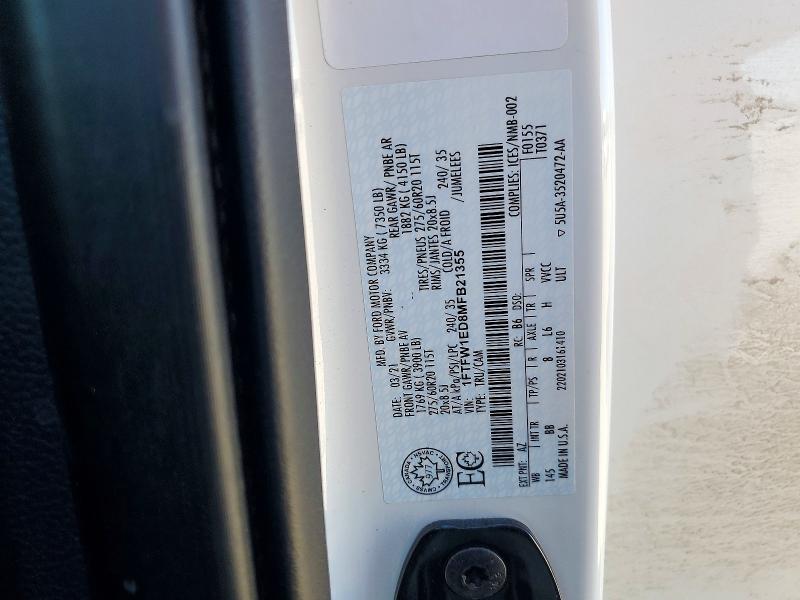 Aukcja sprzedaży 2021 Ford F150, vin: 1FTFW1ED8MFB21355, numer aukcji: 41743656