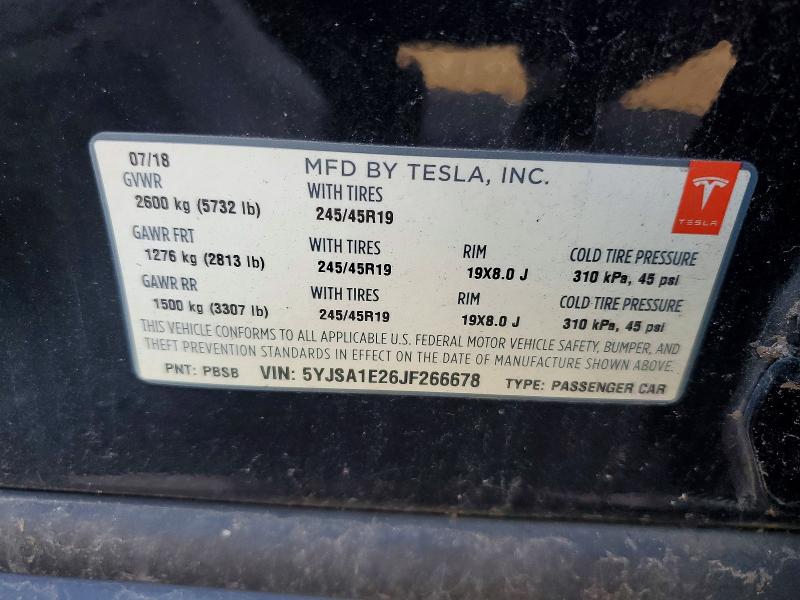 Продажа на аукционе авто 2018 Tesla Model S, vin: 5YJSA1E26JF266678, номер лота: 45641056
