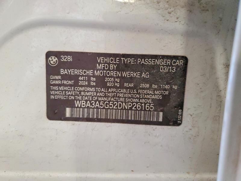 47395966 :رقم المزاد ، WBA3A5G52DNP26165 vin ، 2013 Bmw 328 مزاد بيع