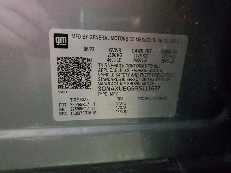 2024 Chevrolet Equinox მანქანა იყიდება აუქციონზე, vin: 3GNAXUEG5RS111637, აუქციონის ნომერი: 78912185