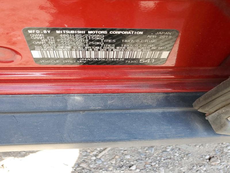 Продаж на аукціоні авто 2019 Mitsubishi Outlander, vin: JA4AD3A30KZ049436, номер лоту: 41786376