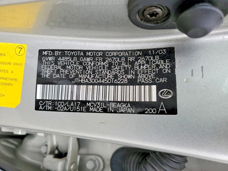 Продажа на аукционе авто 2004 Lexus Es 330, vin: JTHBA30G445016228, номер лота: 48118296