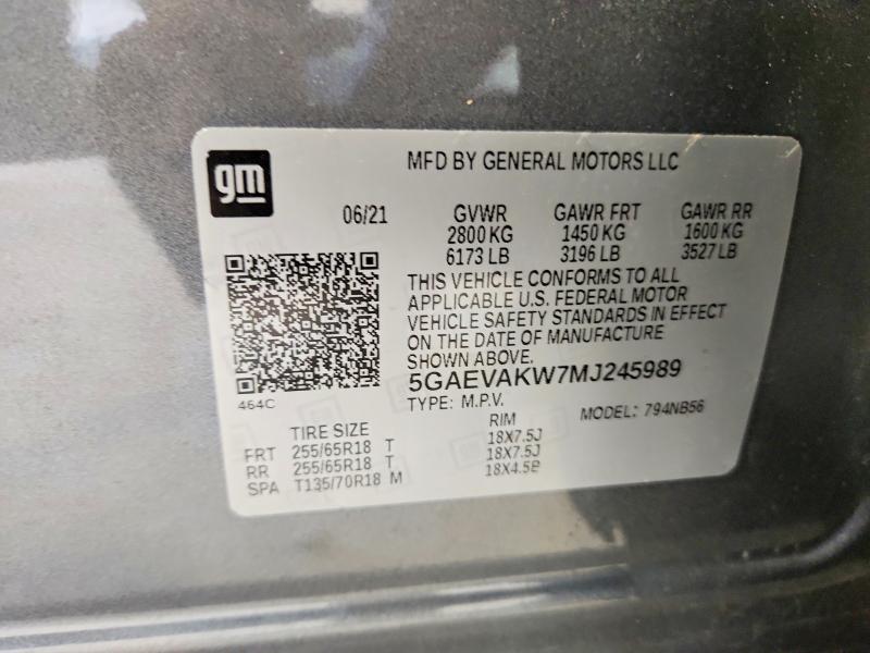 Продаж на аукціоні авто 2021 Buick Enclave, vin: 5GAEVAKW7MJ245989, номер лоту: 47725356