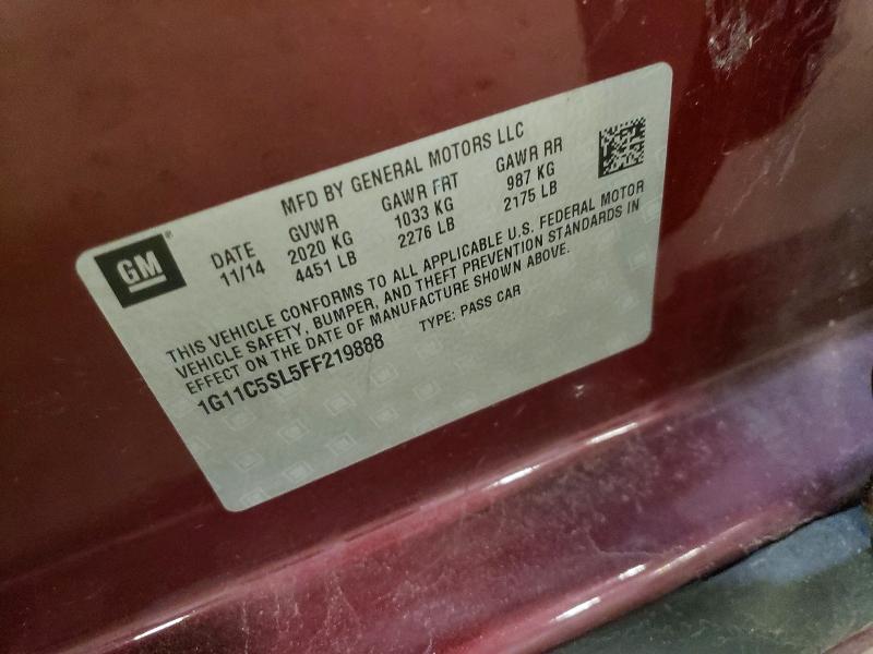 Продаж на аукціоні авто 2015 Chevrolet Malibu, vin: 1G11C5SL5FF219888, номер лоту: 47295906