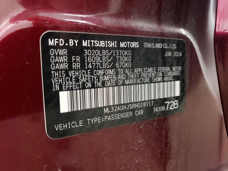 Продаж на аукціоні авто 2024 Mitsubishi Mirage, vin: ML32AUHJ5RH018117, номер лоту: 46638436