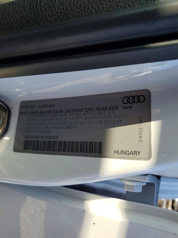 79297705 :رقم المزاد ، WAUA7GFFXG1040205 vin ، 2016 Audi A3 مزاد بيع