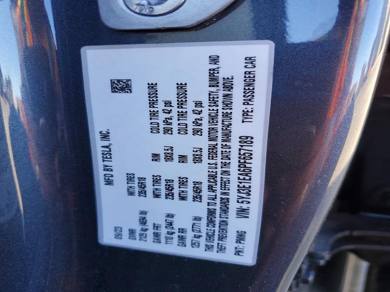 41760416 :رقم المزاد ، 5YJ3E1EA6PF657189 vin ، 2023 Tesla Model 3 مزاد بيع