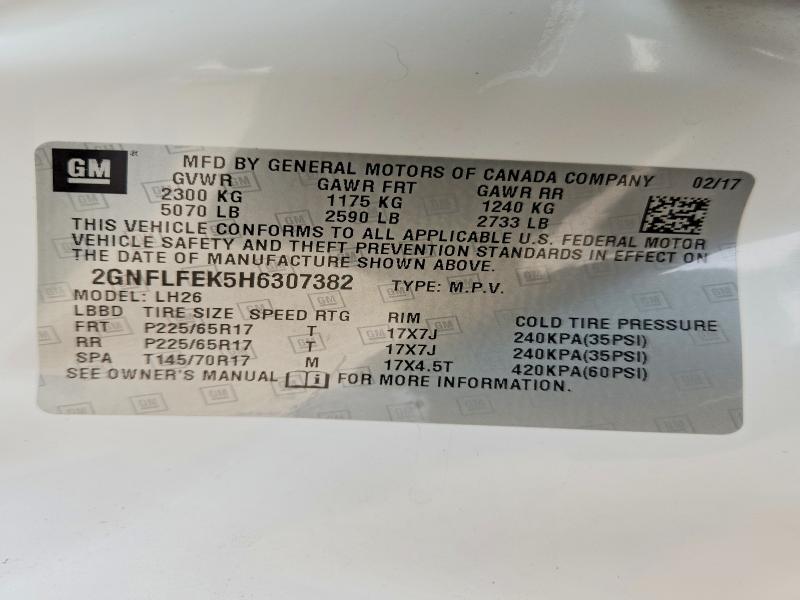 Продаж на аукціоні авто 2017 Chevrolet Equinox, vin: 2GNFLFEK5H6307382, номер лоту: 46459986