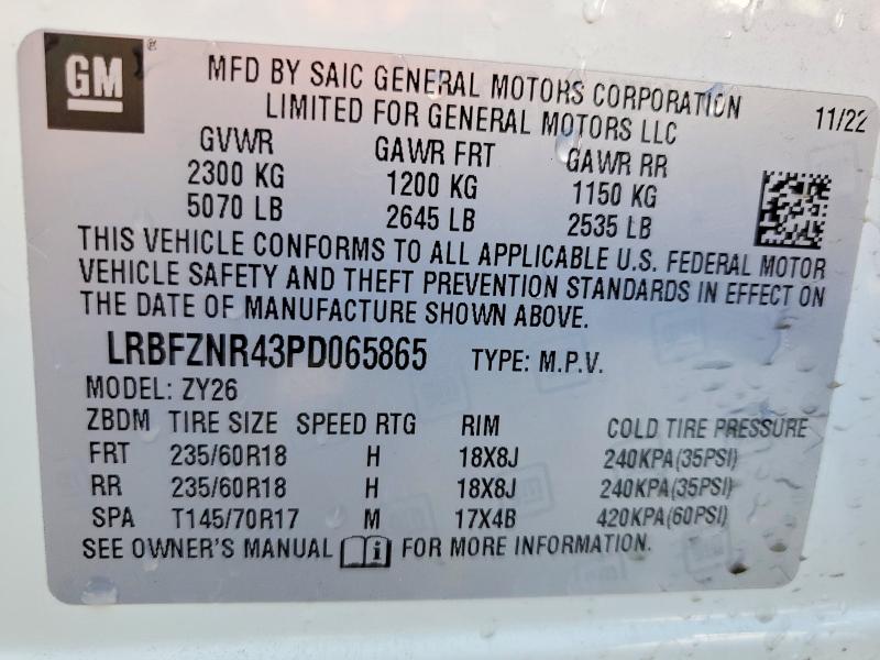 Aukcja sprzedaży 2023 Buick Envision, vin: LRBFZNR43PD065865, numer aukcji: 46743306