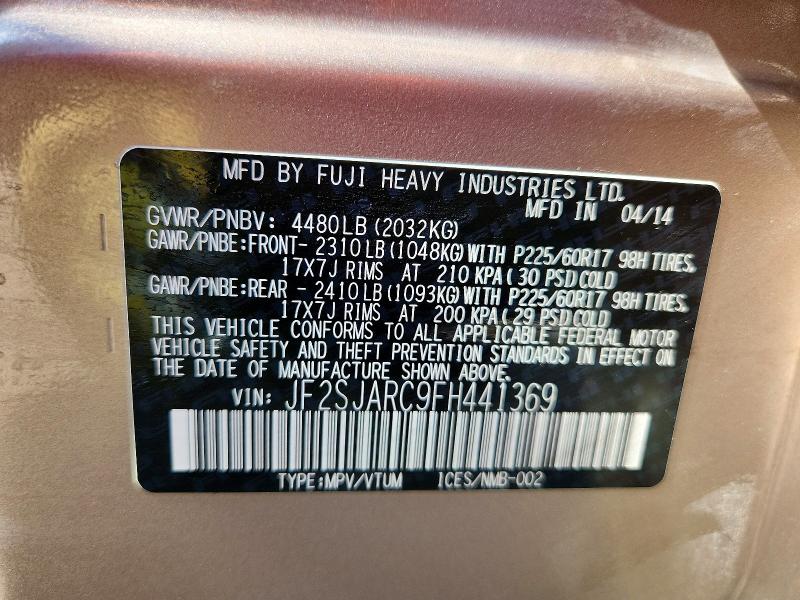 Продажа на аукционе авто 2015 Subaru Forester, vin: JF2SJARC9FH441369, номер лота: 45823936