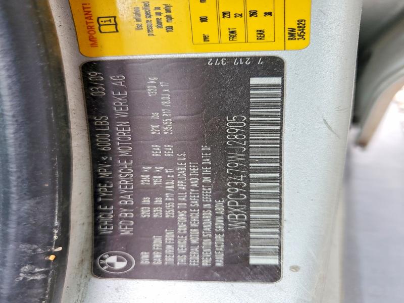 2009 Bmw X3 მანქანა იყიდება აუქციონზე, vin: WBXPC93479WJ28905, აუქციონის ნომერი: 79683145