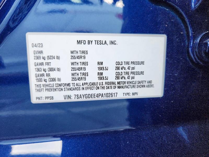 Продажа на аукционе авто 2023 Tesla Model Y, vin: 7SAYGDEE4PA102617, номер лота: 46218706