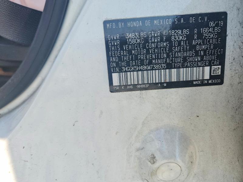 Aukcja sprzedaży 2019 Honda Fit, vin: 3HGGK5H48KM738935, numer aukcji: 47573656