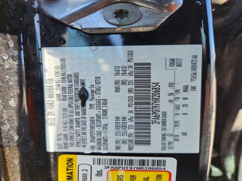 Aukcja sprzedaży 2017 Ford Fusion, vin: 3FA6P0T97HR206854, numer aukcji: 45770676