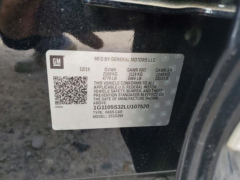 47419136 :رقم المزاد ، 1G1105S32LU107520 vin ، 2020 Chevrolet Impala مزاد بيع