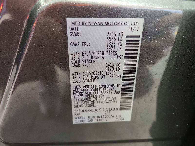 79723625 :رقم المزاد ، 5N1DL0MM1JC511038 vin ، 2018 Infiniti Qx60 مزاد بيع