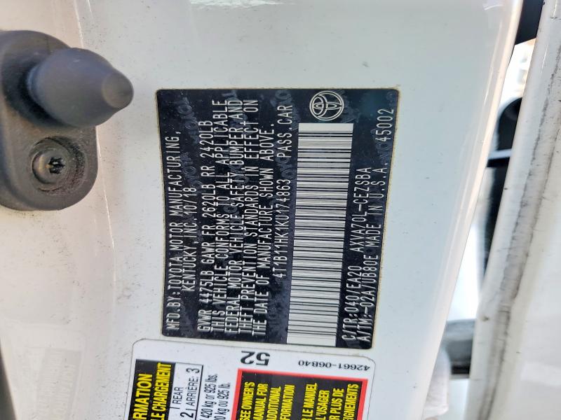 Aukcja sprzedaży 2019 Toyota Camry, vin: 4T1B11HK1KU174863, numer aukcji: 48127536