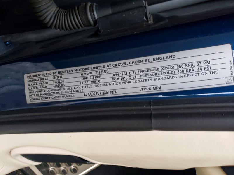 Aukcja sprzedaży 2017 Bently Bentayga, vin: SJAAC2ZVXHC014876, numer aukcji: 48974506