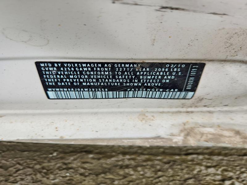 Продаж на аукціоні авто 2010 Volkswagen Golf, vin: WVWNM9AJ0AW292558, номер лоту: 45913726