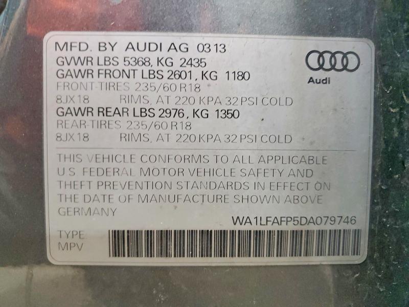 Продажа на аукционе авто 2013 Audi Q5, vin: WA1LFAFP5DA079746, номер лота: 48044396