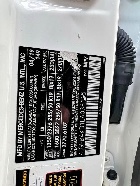 Aukcja sprzedaży 2020 Mercedes-benz Gle, vin: 4JGFB4KB1LA038115, numer aukcji: 47772936