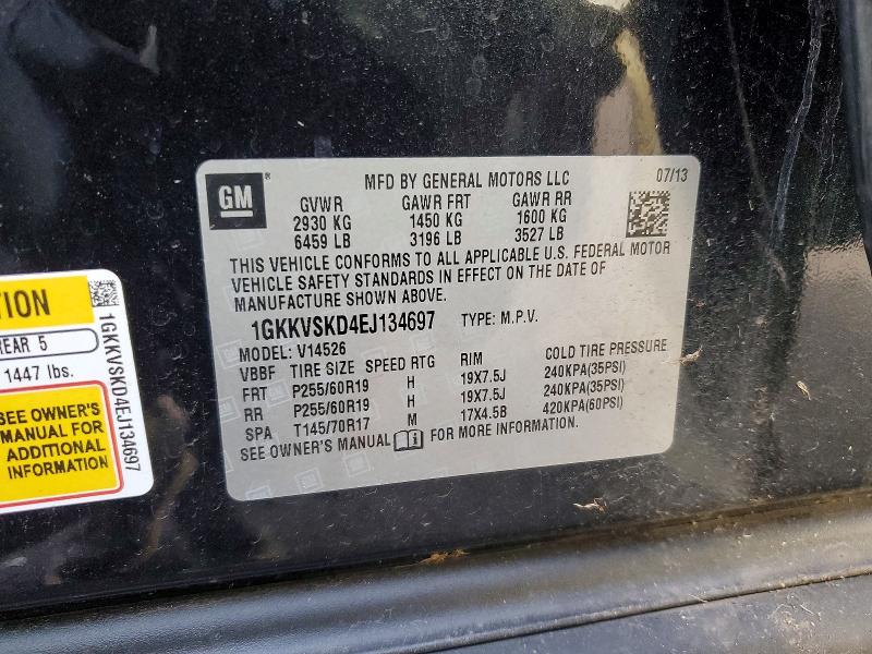 45630386 :رقم المزاد ، 1GKKVSKD4EJ134697 vin ، 2014 Gmc Acadia مزاد بيع