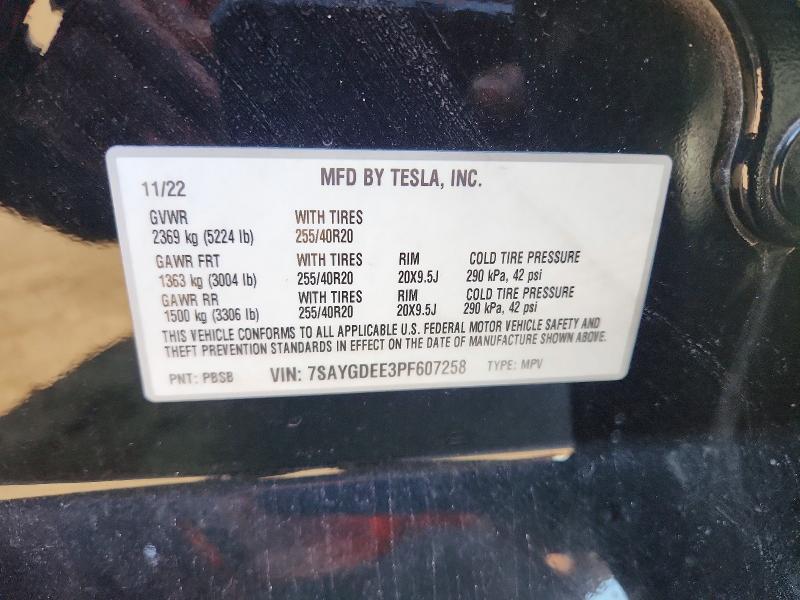 78876495 :رقم المزاد ، 7SAYGDEE3PF607258 vin ، 2023 Tesla Model Y مزاد بيع
