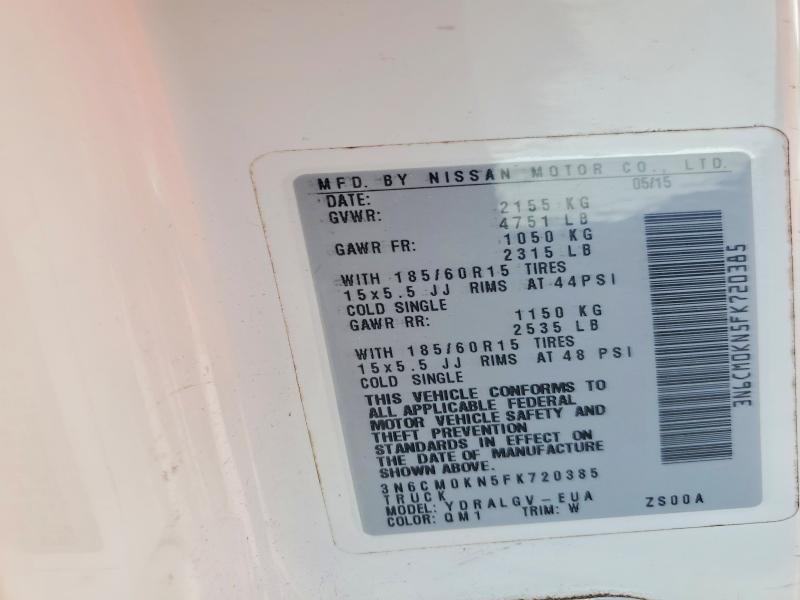 2015 Nissan Nv200 მანქანა იყიდება აუქციონზე, vin: 3N6CM0KN5FK720385, აუქციონის ნომერი: 47620086