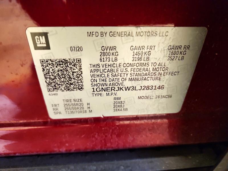 Aukcja sprzedaży 2020 Chevrolet Traverse, vin: 1GNERJKW3LJ283146, numer aukcji: 46757596