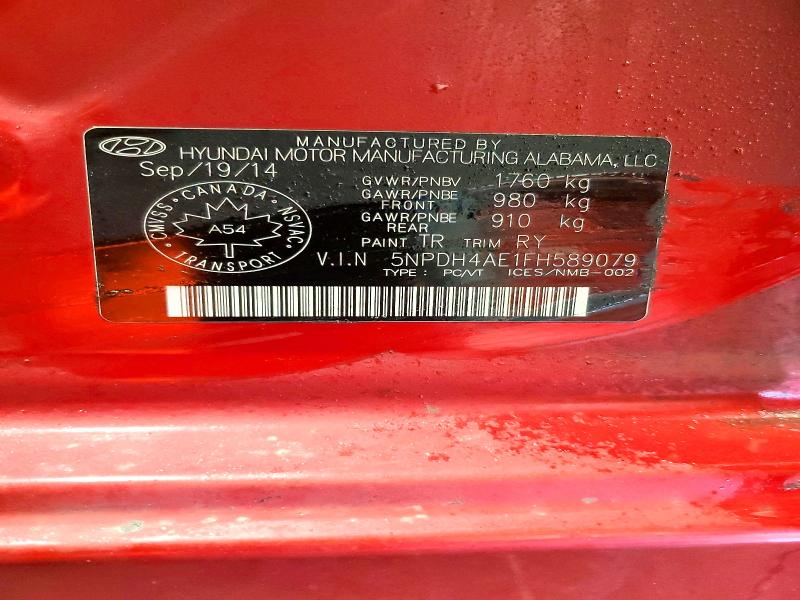 Aukcja sprzedaży 2015 Hyundai Elantra, vin: 5NPDH4AE1FH589079, numer aukcji: 46450016