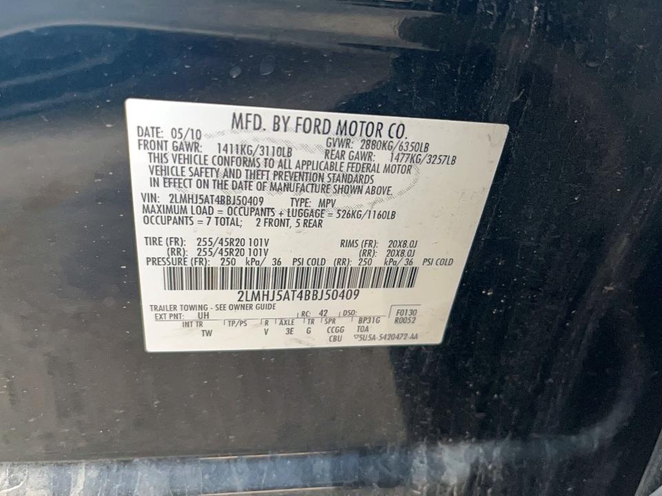 Aukcja sprzedaży 2011 Lincoln Mkt, vin: 2LMHJ5AT4BBJ50409, numer aukcji: 47651836