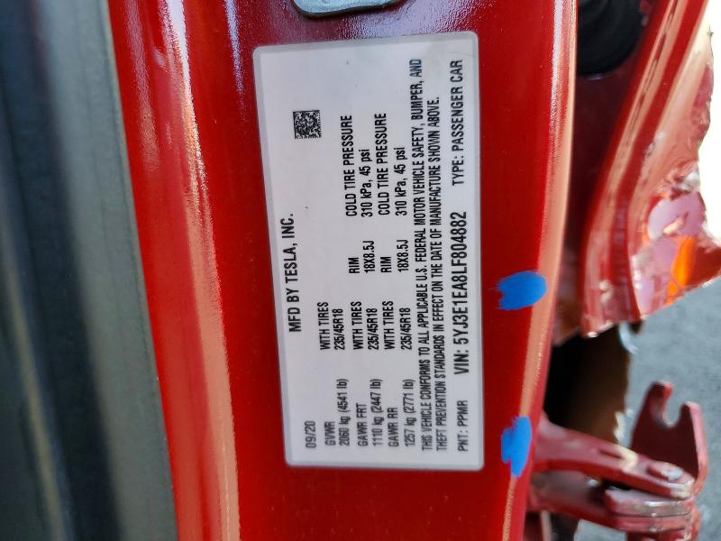 Aukcja sprzedaży 2020 Tesla Model 3, vin: 5YJ3E1EA8LF804882, numer aukcji: 41836526