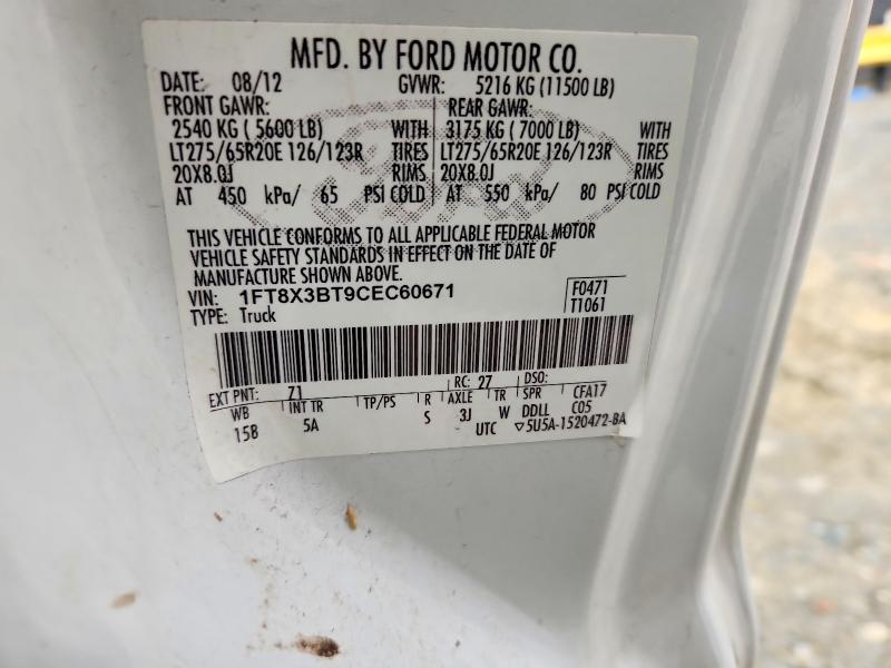 76776875 :رقم المزاد ، 1FT8X3BT9CEC60671 vin ، 2012 Ford F350 مزاد بيع