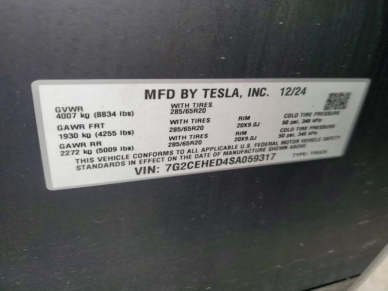 48395836 :رقم المزاد ، 7G2CEHED4SA059317 vin ، 2025 Tesla Cybertruck مزاد بيع