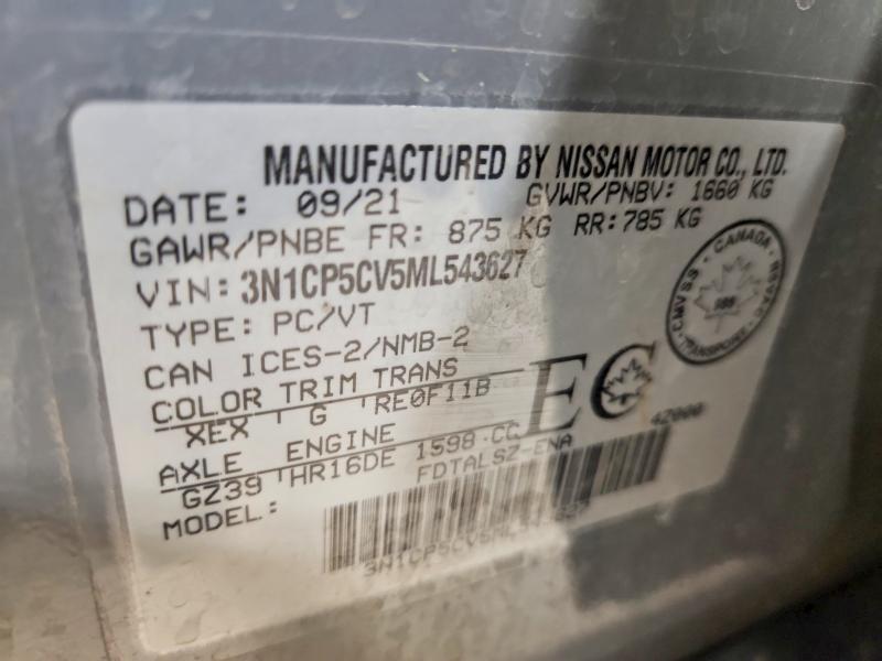 41946566 :رقم المزاد ، 3N1CP5CV5ML543627 vin ، 2021 Nissan Kicks مزاد بيع