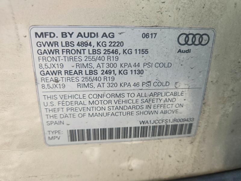 Aukcja sprzedaży 2018 Audi Q3, vin: WA1JCCFS1JR009433, numer aukcji: 47436906