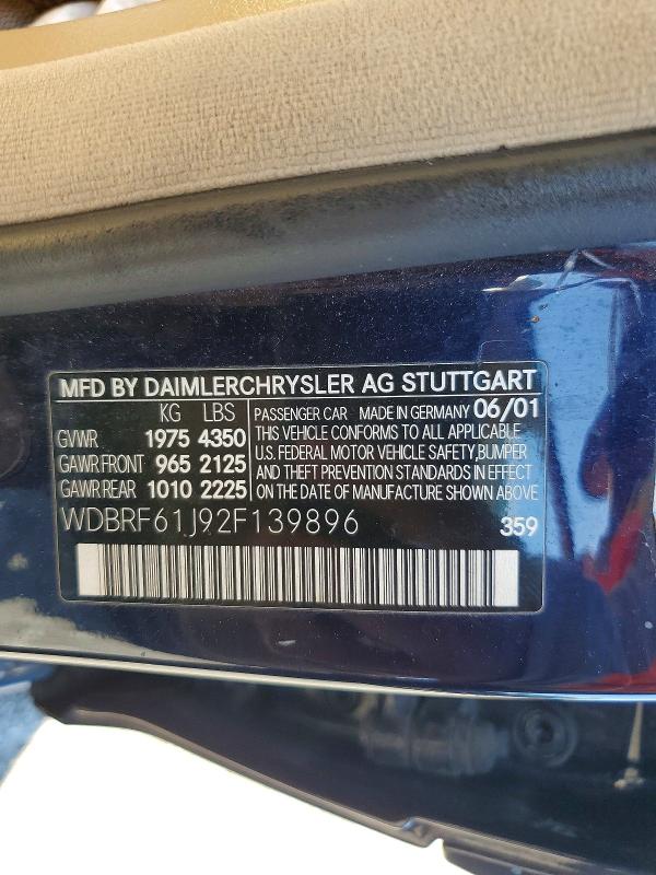 Продажа на аукционе авто 2002 Mercedes-benz C, vin: WDBRF61J92F139896, номер лота: 47267576